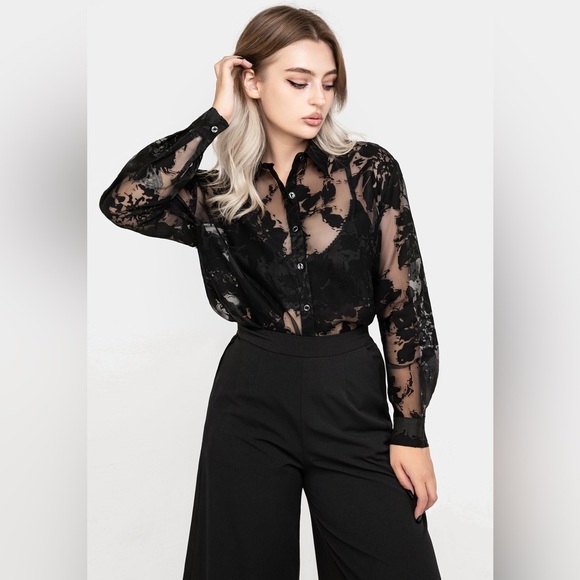 Disturbia Tops - Disturbia Spectre Sheer Loose Fit Shirt US 4 / UK 8